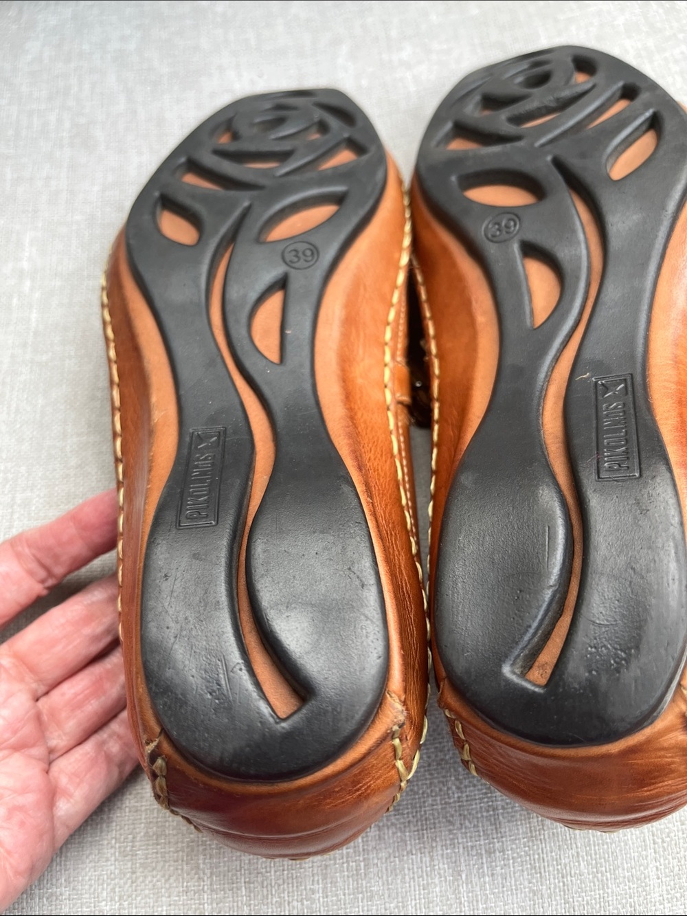 PIKOLINOS Brown Perforated Leather Mary Jane Flats, Size 39/8.5 - Picture 9 of 11